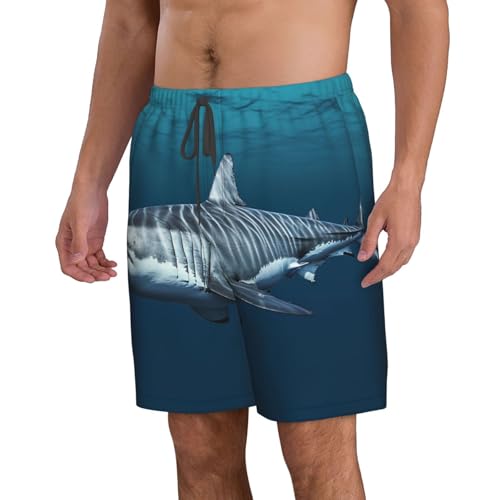 Great White Shark Men's Swim Trunks Quick Dry Board Shorts with Pockets Drawstring Beach Shorts Bathing Suit2