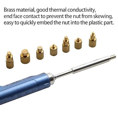 Quicko Heat Set Insert Tool M2 M3 M4 M5 M6 M8 Hot Melt Brass Knurled Nut Embedded Insertion Tip Adapter Kit 3D Printed Parts Install for TS100 / TS101 / Pinecil Series 936 900M Soldering Iron