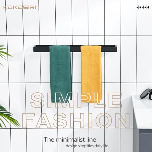 Image of KOKOSIRI Towel Bar Matte Black Bath Towel Holder 20-Inch Kitchen Rack Stainless Steel for Bathroom Hardware Wall Mounted, 1 Pack B4008BK-L20