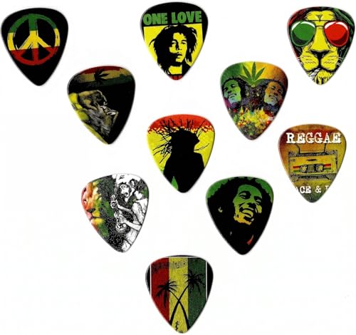 Rastafarian Guitar Picks, Set of 10, Assorted...