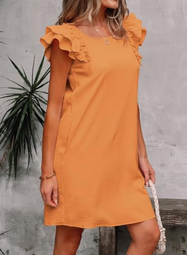 Image of Falechay Womens Summer Dresses Bow Tie Back Sundresses for Women Ruffle Short Sleeve Dress Casual Cute Sundress with Pockets