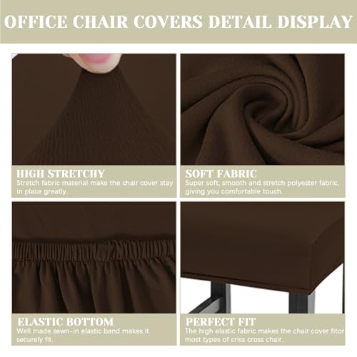 Image of Bar Stool Covers Counter Chair Slipcovers Set of 4,Dark Coffee | Stretch Barstool Seat Covers,Washable Removable Pub Tall Stool Slipcover,Bar Chair Cover for Kitchen Dining Room Cafe