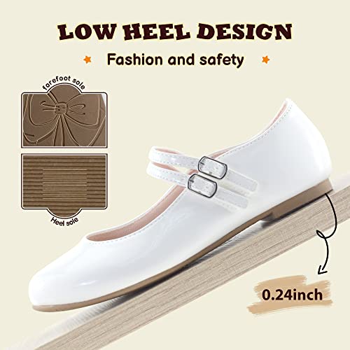 Girls Dress Shoes Mary Jane Shoes for Girls,Princess Ballet Flats Flower Girl Wedding Party School Shoes 6
