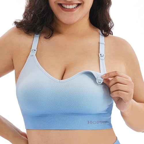 Image of HOFISH Support Nursing Bras Medium Impact Maternity & Nursing Sports Bra Seamless Breastfeeding Bras for Pregnancy Postpartum