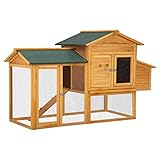 BestPet Chicken Coop Wooden Rabbit Hutch Two Layers Rabbit Cage Outdoor Indoor Guinea Pig Cage Bunny Cage Waterproof Roof Hen House with Egg Collection Box and Tray