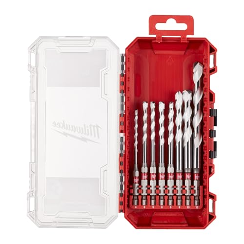 Milwaukee Set di 8 punte per trapano multi materiale con custodia compatibile PACKOUT