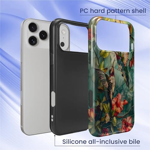 DAIZAG Case for iPhone 17 Pro Max,Mixed 2 Layer Design Shockproof Soft TPU Ddouble Protection Phone Case for iPhone 17 Pro Max-Gorgeous Hummingbird - image 2