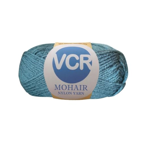 Image of VCR Mohair Nylon Greyish Blue Yarn, 100 Grams Hank, 196 Meters Length, Acrylic 75%, Mohair Nylon 25%, Pack of 1 Yarn, Soft Crosia Threads, Suitable for Winter Garments.