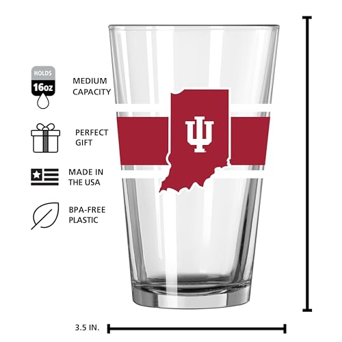 Image of Logo Brands NCAA 16 oz Pint Glass - Durable Glass With Bold Team Color- Chip-Resistant Rim Drinkware For Fans, Tailgates, Home Bars & Everyday Use