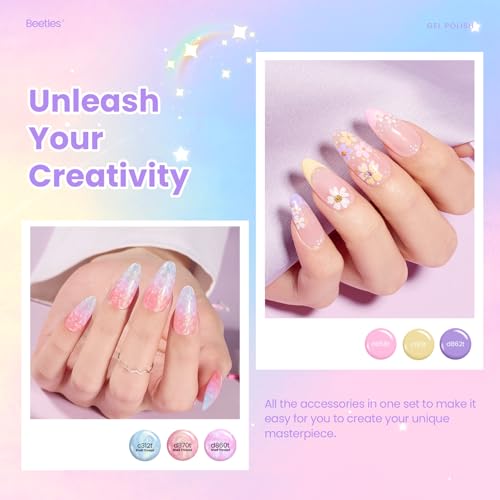 Image of Beetles Pastel Gel Polish Set - 6 Colors Pastel Shimmer Gel Polish Kit Soak Off UV LED Gel Nail Set Daily Salon Manicure Long Lasting DIY Nail Art Gift for Women