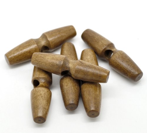 PEPPERLONELY Brand 20PC Brown 4 Hole Scrapbooking Sewing Toggle Wood Buttons 50x13mm(2x1/2 Inch)