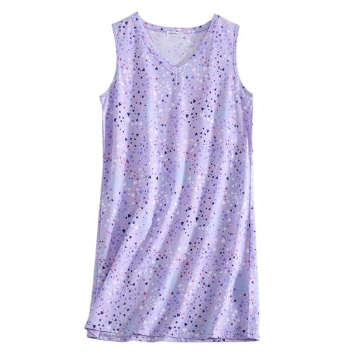 PNAEONG 3 Pack Womens Cotton Nightgown V Neck Nightshirts Sleeveless Sleepwear Casual Print Sleepdress3