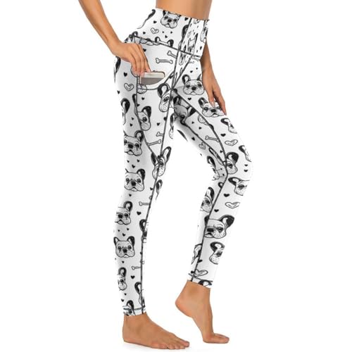 Legging d'entraînement femme avec poches pratiques et motif bouledogue