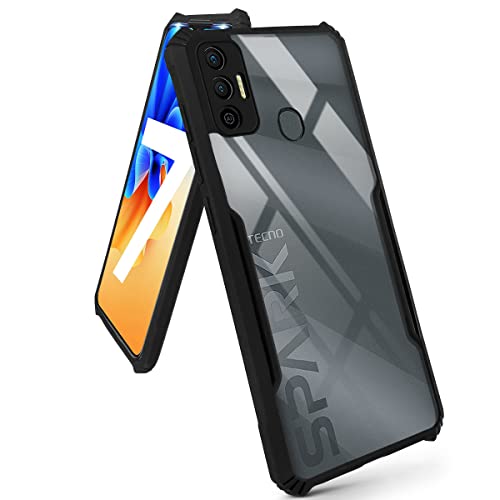 Image of Jkobi Hard PC Crystal Bumper Shockproof Back Cover Case for Tecno Spark 7 | 7T with Camera Protection (Matte Black)