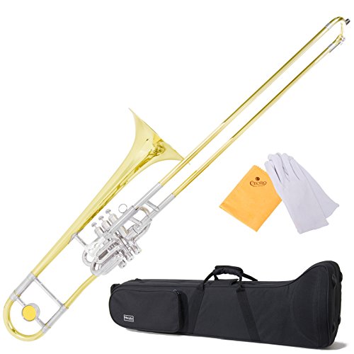 Mendini MTB-43 Intermediate B Flat Tenor Valve/Slide Combo Trombone with Monel Valves aka"Super-Bone"