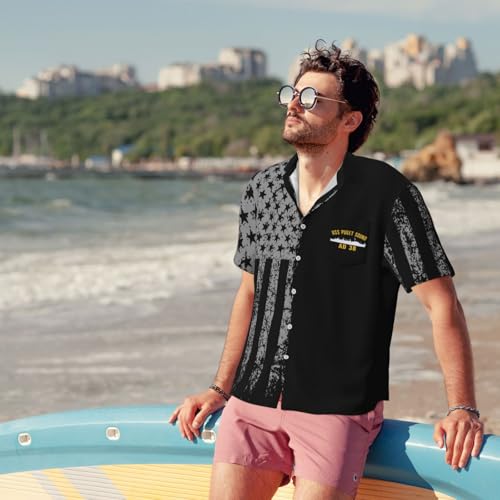 USS Puget Sound Ad 38 Men's Shirts Short Sleeve Casual Shirts Button Down Shirt for Men Beach Summer Shirt2