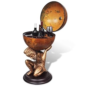 tidyard Globusbar minibar huisbar wereldbol met 4 f?chers, 42 x 42 x 85 cm