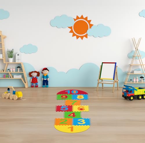 Image of Amazon Brand - Supples Kids Hopscotch Game Playmat | BIS Certified | Safe & Soft Non-Toxic EVA Foam Baby Playmat | Multicolor