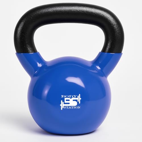 Bodystation Neoprene/Vinyl Coated Cast Iron Kettlebell Weight – 2kg to 20kg | Home Gym Strength Training Equipment for Men & Women | Non-Slip Handle – Ideal for CrossFit, Cardio, and Core Workouts
