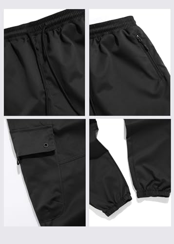 ZAFUL Mens Baggy Cargo Pants with Zipper Pockets Drawstring Tapered Jogging Pants for Workout, Jogging, Running4