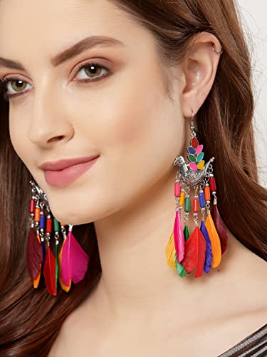 Stylish Oxidised Feather Earrings for Women