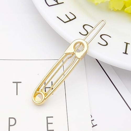 Safety Pin Hair Clip Accessories for Women Girls Gold Gothic Safety Pin Hair Clips Y2K Hair Barrettes Safety Hair Pins 10 Pieces Metal Goth Punk Paper Clip Hairpins image 5