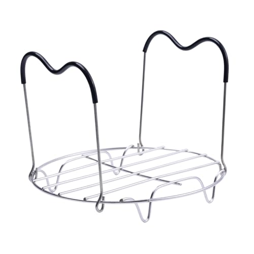 OYWOBET 19.5cm Steamer Rack Trivet with Heat Resistant Silicone Handles