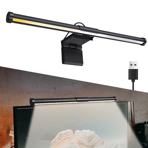 ROXXAN Computer Monitor Light Screenbar Desk Laptop LED Lamp Above Screen Overhead Light up Keyboard, 5-Color Adjustment & Touch-Control