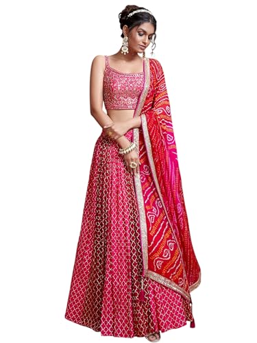 Zeel Clothing Women's Silk Lehenga Choli With Dupatta Semi Stitch...