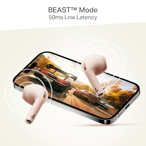 Image of boAt Airdopes Joy v2 w /Up to 35H Battery, Pocketable Design, ASAP Charge, 13mm Drivers, Easy Touch Controls, ENx Tech, Beast Mode, IWP & App Support TWS Bluetooth Earbuds with mic (Dusty Rose)