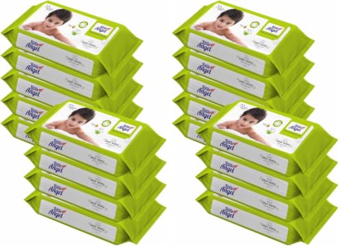Image of Little Angel Super Soft Cleansing Baby Wipes, 648 Count, Enriched with Aloe vera & Vitamin E, pH Balanced, Dermatologically Tested & Alcohol-free, Pack of 18, 72 count /pack