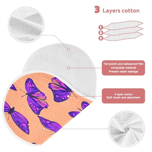 Kigai Butterflies Burp Cloths for Baby 4-Layer Cotton Muslin Burping Cloths 22x11 inch Super Soft & Absorbent Spit Up Burp Rags for Newborn Boys Girls 2 Pack3