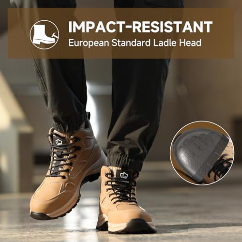 Image of Steel Toe Boots for Men Indestructible High Top Work Shoes for Men Comfortable Safety Shoes Puncture Proof Hiking Construction Shoes Botas de Trabajo para Hombre