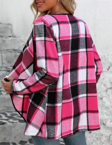 IDEALSANXUN Wool Plaid Jacket for Woman Fall Winter Outfits Long Sleeve Casual Dressy Blazer Coat Trendy Peacoats3