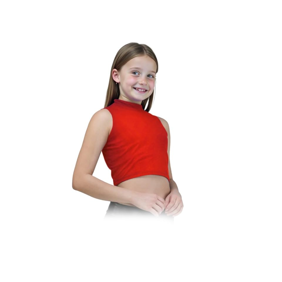 Image of Gum & Berries Girls Turtle Neck Crop Sleeveless Vest Tank Top Lightweight Disco Dance,