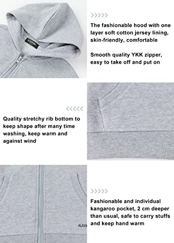Alaviking Kids Soft Brushed Fleece Zip Up Hoodie Casual Athletic Hooded Sweatshirts For Boys And Girls 3-12 Years(Light Gray-S) #TOP3