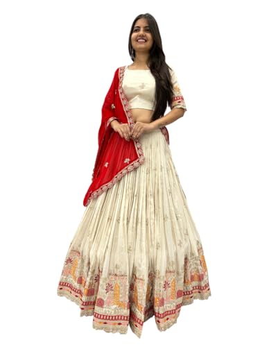 party wear Organza silk material Indian Fancy Parties-Festive lehenga choli For Girls-LC1391, Maroon/Purple