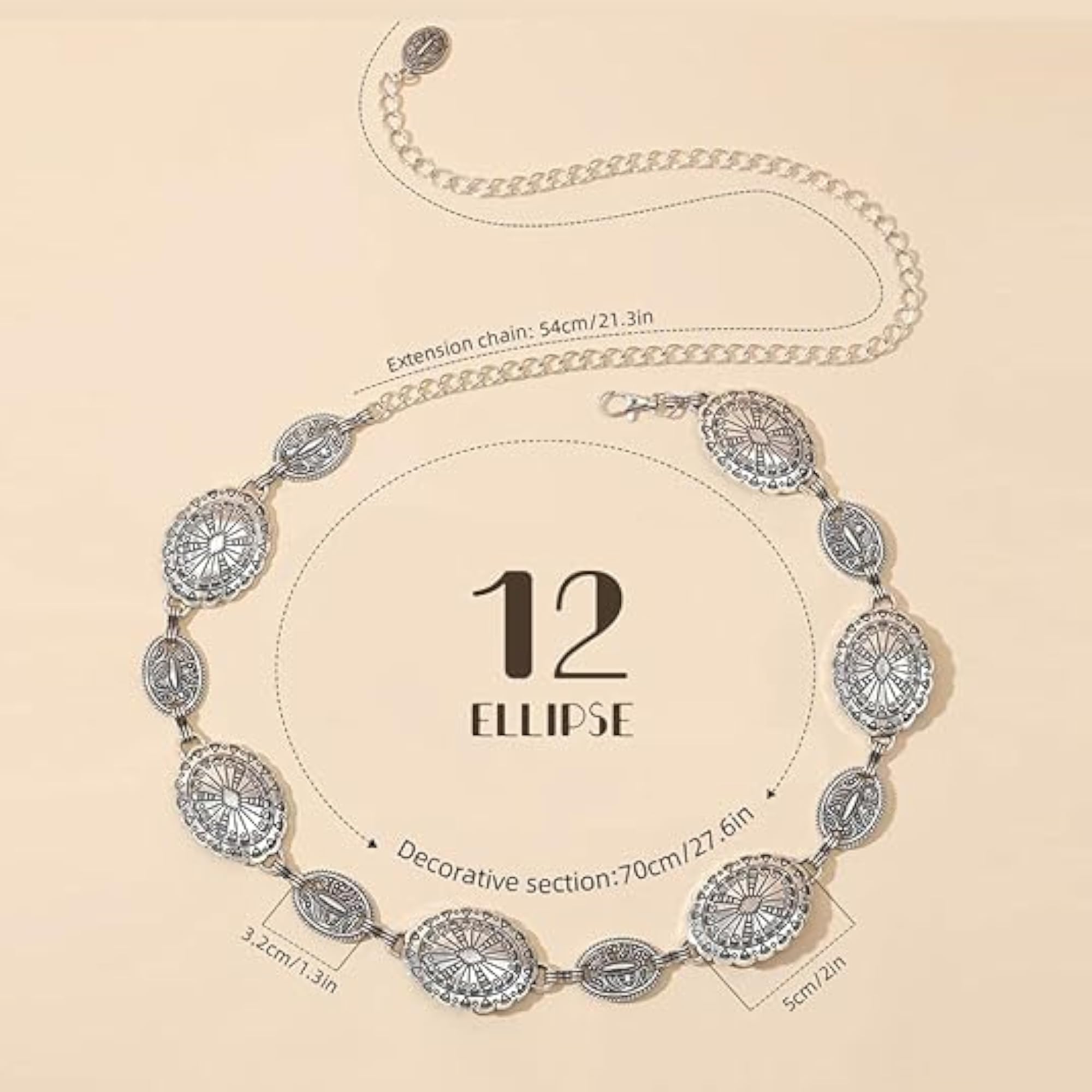 Women's Gold Metal Adjustable Boho Style Waist Belt