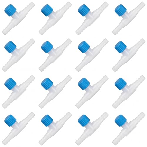Image of Honoson 30 Pieces Aquarium Air Control Valve T Shaped Air Pump Control Valves Single Way Plastic Flow Regulator for 4 mm Hose Line Tubing Connector(Blue and White)