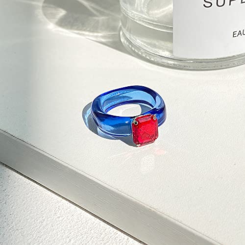 Colorful Big Rings For Women Clay Rings Indie Rings For Teen Girls Aesthetic Chunky Acrylic Rings Chain Rings Black #TOP4