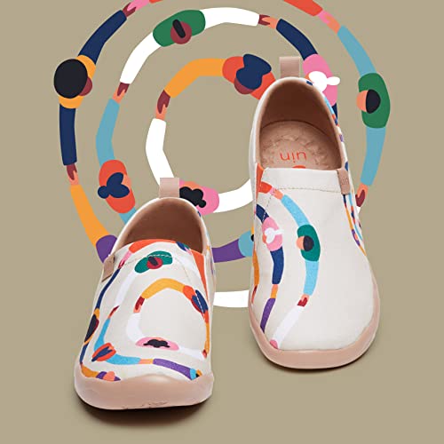 Image of UIN Women's Artistic Slip-On Shoes Vibrant Floral Casual Loafers Lightweight Comfortable Travel Footwear