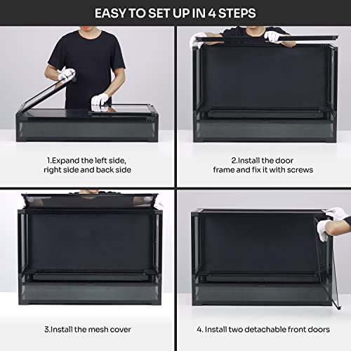 Image of REPTI ZOO Collapsible 60 Gallon 36 inch Wide Reptile Tank, Tempered Glass Large Reptile Terrarium 36 inchx18 inchx24 inch, Black PVC Back, Front & Top Ventilation & Anti Escape Lid, Easy Folding