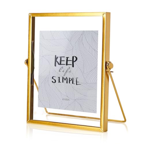 WPPQWP Marcos de Fotos de Sobremesa，Marco Metálico Dorado，MARCO