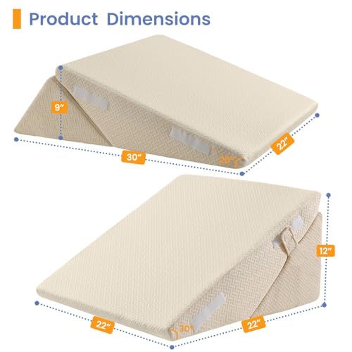 Image of Sasttie Wedge Pillow for After Surgery, Adjustable Bed Wedge Pillow Headboard for Acid Reflux, Sleeping, Neck & Back Support, with Removable Cover, Beige