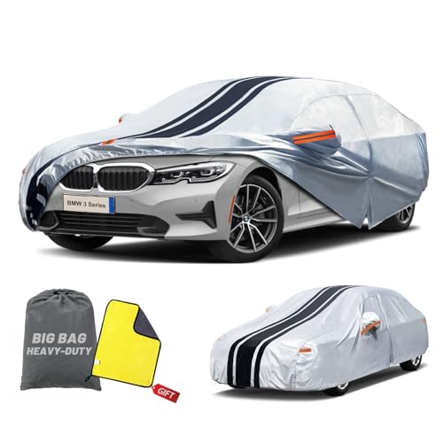 Image of Car Cover Custom Fit for BMW 3 Series 320i 325i 328i 330i 335i (2013-2026), Waterproof All Weather for Automobiles Full Exterior Cover Rain Sun Snow UV Protector.