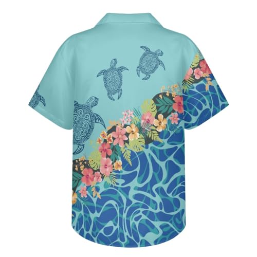 ENLACHIC Men's Polynesian Tribal Print Casual Short Sleeve Button Down Summer Beach Aloha Hawaiian Shirts2
