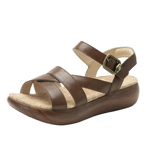 Alegria Women Bianca Walnut Leather Gladiator Strap Sandal 9 M US