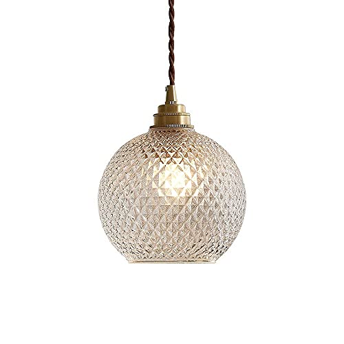 Lámpara colgante de vidrio transparente nórdica bola retro mini candelabro techo 2