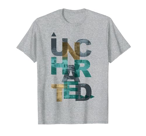 Trendy Uncharted Text Overlay T-Shirt, Men, Heather Grey, X-Large