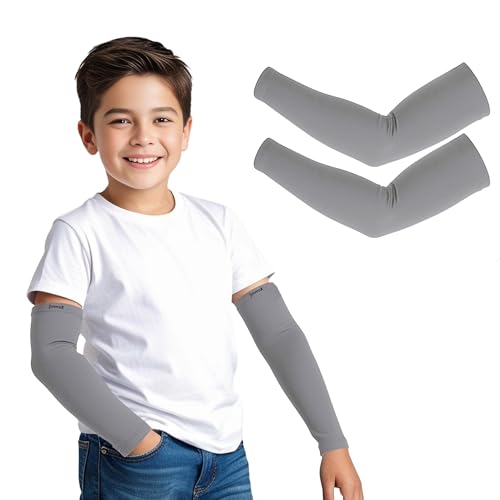Image of Kids Arm Sleeves - Protective Arm Covers for Boys & Girls, Ages 5-13, UV Sun Protection, Perfect for Sports, Cycling, Running, and Outdoor Activities